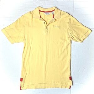 Vintage Orvis Polo Shirt Mens Small Yellow Short Sleeve 100%‎ Cotton Logo 90s